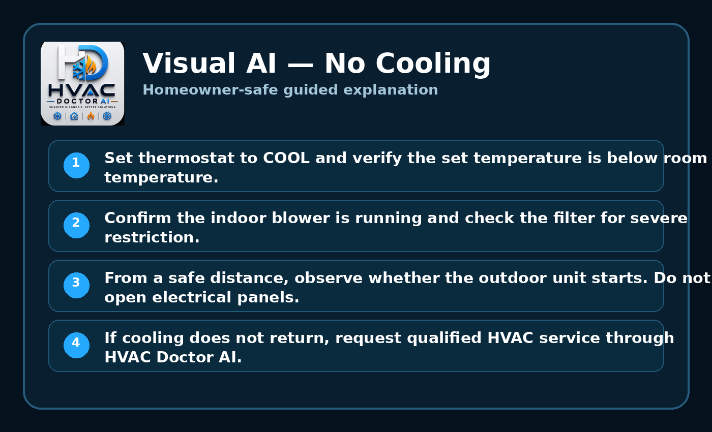 HVAC Doctor AI Visual AI No Cooling explanation